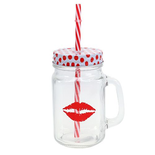 Trinkglas mit Deckel & Henkel Ø7cm H13,5cm