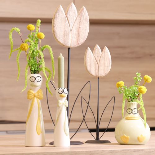 Dekorative Tulpe Holz Dekofigur auf Standfuß für Frühlingsakzente 47,5cm | Floristik24.de