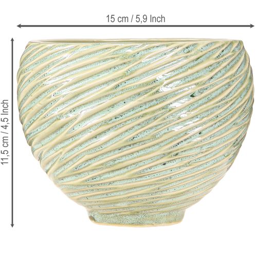 Artikel Übertopf Dekoschale Keramik in Grün Ø15cm H11cm 2St