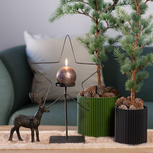 Artikel Übertopf Papier Schwarz Blumentopf Ø13cm H12cm 4 St