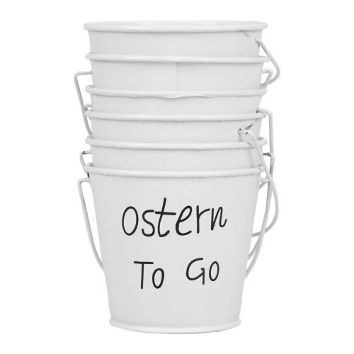 Artikel Übertopf Ostern Mini Blumentopf Metall Eimer Weiß 7cm 6 St