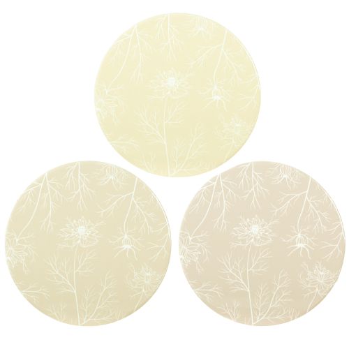 Floristik24 Untersetzer Tisch Deko Blumen Beige Braun Ø20cm 3 St