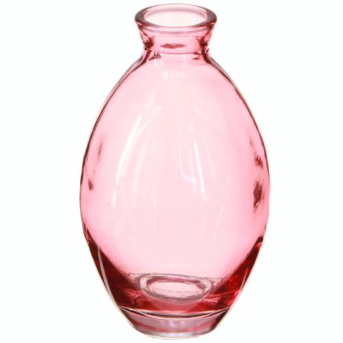 Floristik24 Vase Bauchig Minivasen Glas getönt Rosa Ø7cm H12cm 6 St
