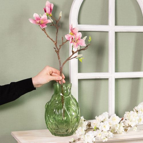 Vase aus Glas mit geprägtem Tulpendesign für Raumgestaltung 22,5cm | Floristik24.de