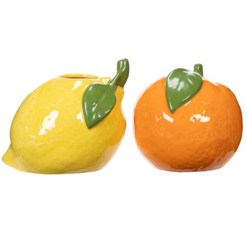 Artikel Zitrusvase Orange und Zitrone als extravagantes Wohnaccessoire Sommerdeko 10cm 2St