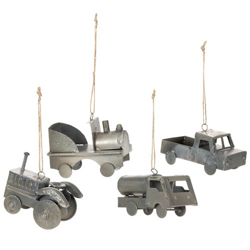 Vintage Deko Auto Metall Fahrzeuge zum Hängen Sortiert 9-10cm 4St