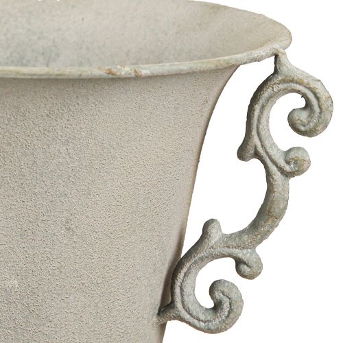 Artikel Vintage Deko Pokal mit Griffen Metall Deko Grau H30cm