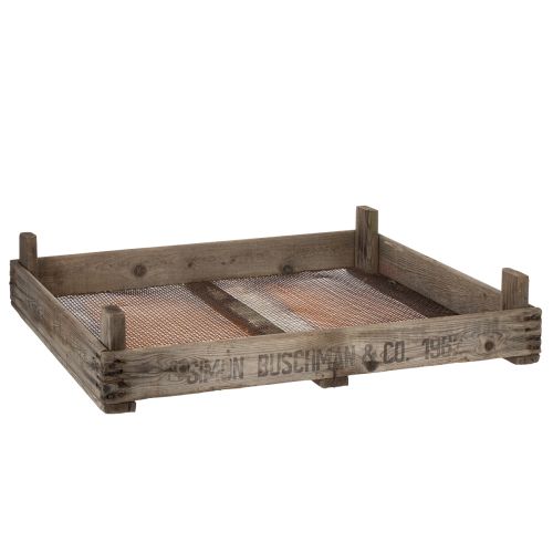 Vintage Holzkiste mit Maschendraht Landhausstil Zwiebelsieb Deko 75×50×14cm