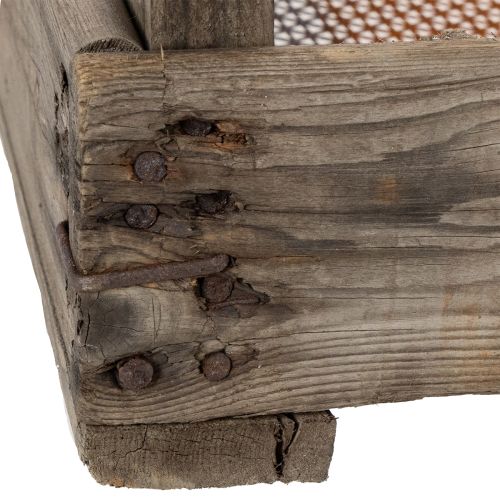 Vintage Holzkiste mit Maschendraht Landhausstil Zwiebelsieb Deko 75×50×14cm | Floristik24.de