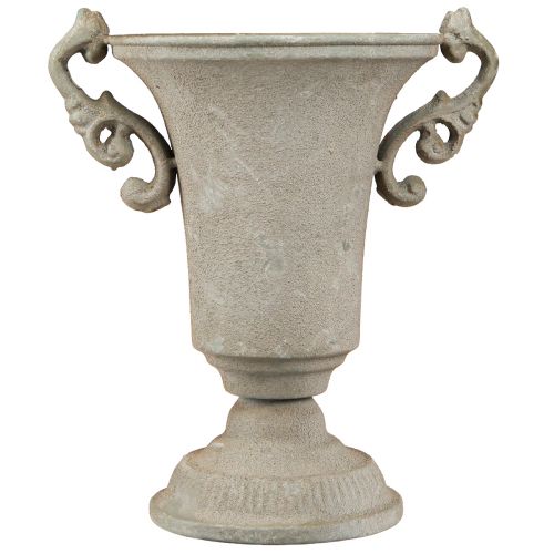 Artikel Vintage Pokal Grau Metall Pokal mit Henkel H22,5cm