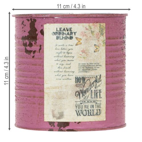 Artikel Blumentopf Dose Vintage Look mit Schriftzug zur Dekoration im Innenbereich 11cm 3St