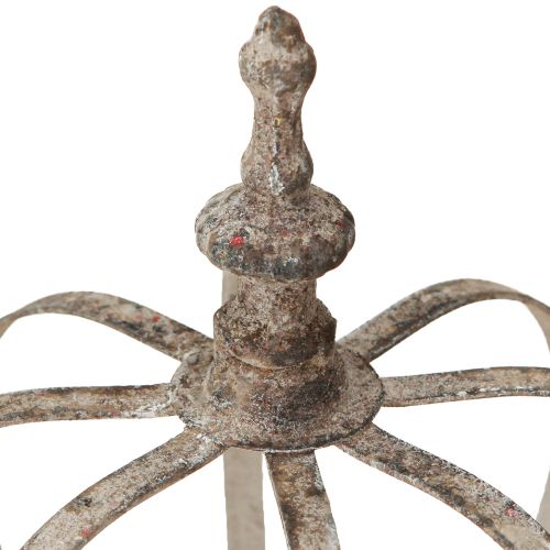 Artikel Vintage Windlicht Krone Metall mit Glas Grau Ø14cm H18,5cm