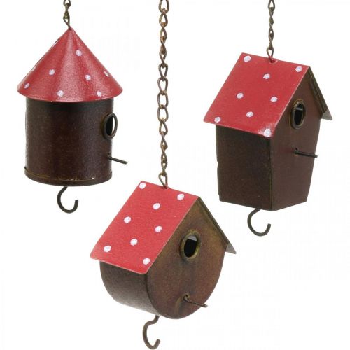 Floristik24 Deko-Nistkasten, Vogelhaus zum Hängen, L34–37cm 3St
