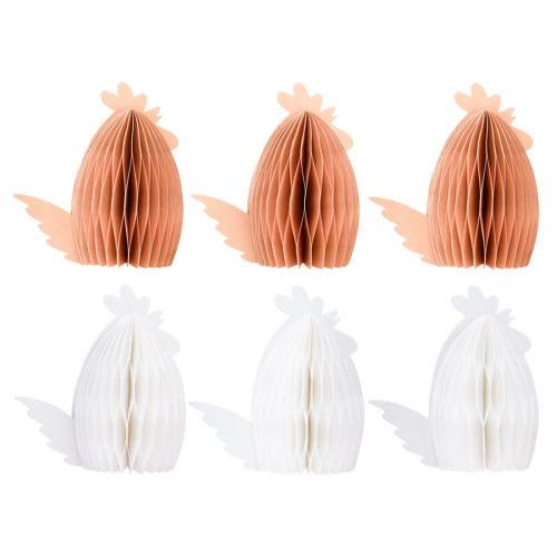 Floristik24 Waben Hühner Tischdeko Ostern Weiß Orange 11×6,5×12cm 6St