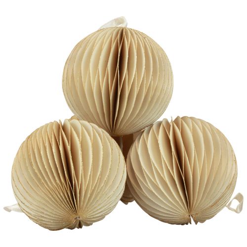 Artikel Wabenbälle Wabenkugeln Weihnachten Creme Glitter Ø7cm 4St