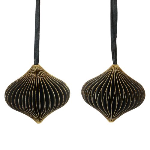 Floristik24 Wabenbälle Wabenkugeln Zwiebel Schwarz Gold Ø8cm 4St