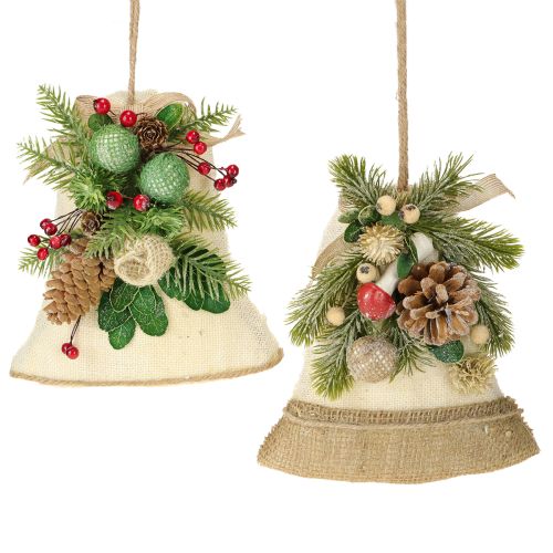 Floristik24 Wanddeko Weihnachten Glocke Jute Sortiert H20cm 2St