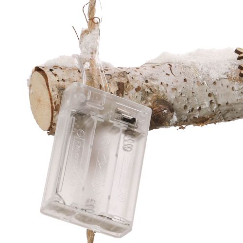 Artikel Wanddeko Weihnachten mit Micro LED Lichterkette, kleinen Holz-Schneeflocken und beschneiten Ästen H150cm