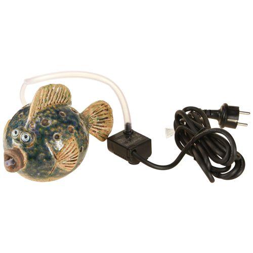 Artikel Wasserspeier Figur Keramik Fisch Blau Braun 20×11×13,5cm