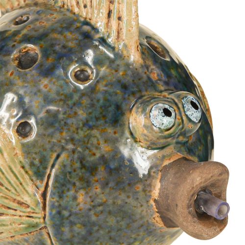 Artikel Wasserspeier Figur Keramik Fisch Blau Braun 20×11×13,5cm