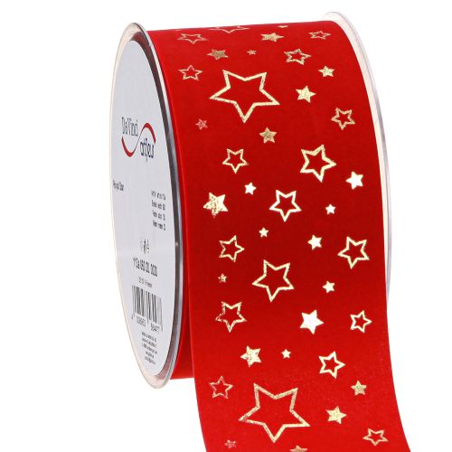Floristik24 Weihnachtsband Rot Band mit Sternen Drahtkante 60mm 20m
