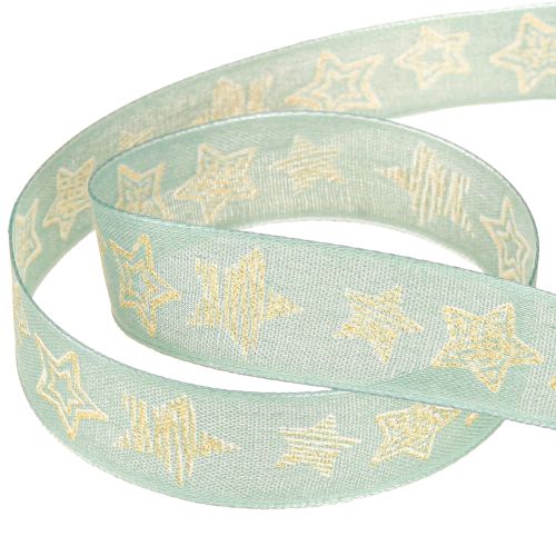 Artikel Weihnachtsband Sterne Geschenkband Türkis 25mm 18m