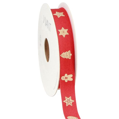 Artikel Weihnachtsband in Rot und Creme Motivband B15mm L15m