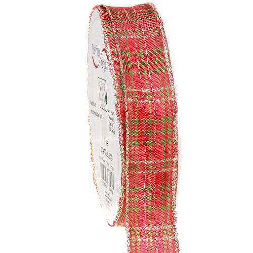 Weihnachtsband kariert Rot Grün Gold Karoband 25mm 20m