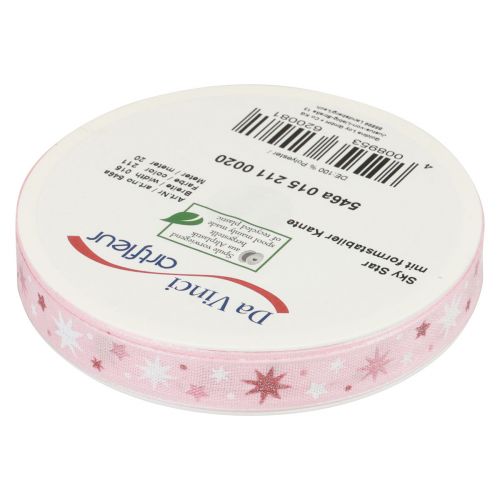 Artikel Schleifenband Weihnachten Geschenkband Rosa Sternmuster 15mm 20m