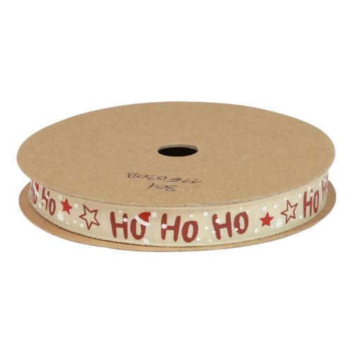 Artikel Weihnachtsband „Ho Ho Ho“ Geschenkband Beige 15mm 15m
