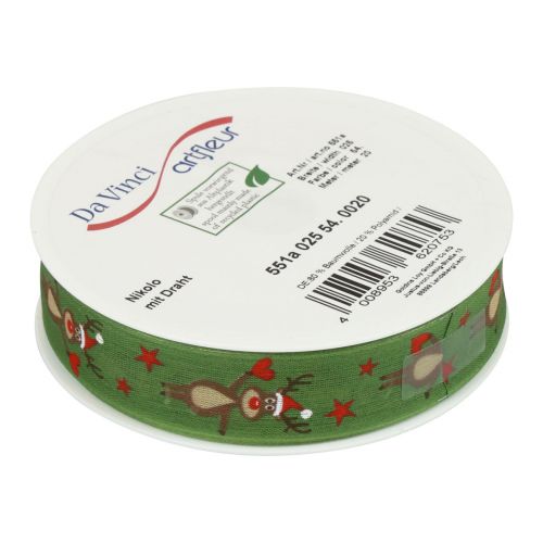 Artikel Weihnachtsband Rentier Grün Geschenkband Weihnachten 25mm 20m