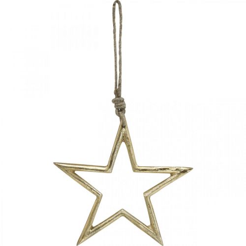 Artikel Weihnachtsdeko Stern, Adventsdeko, Stern Anhänger Golden B15,5cm