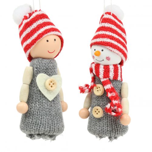 Weihnachtsdeko Figuren 10cm Grau, Rot 6St