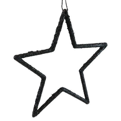 Artikel Weihnachtsdeko Stern Anhänger Schwarz Glitter 12cm 12 St
