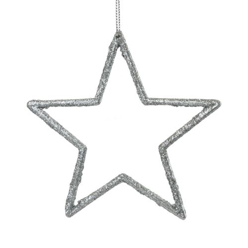 Artikel Weihnachtsdeko Stern Anhänger Silbern Glitter 12cm 12 St