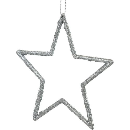 Artikel Weihnachtsdeko Stern Anhänger Silbern Glitter 12cm 12 St