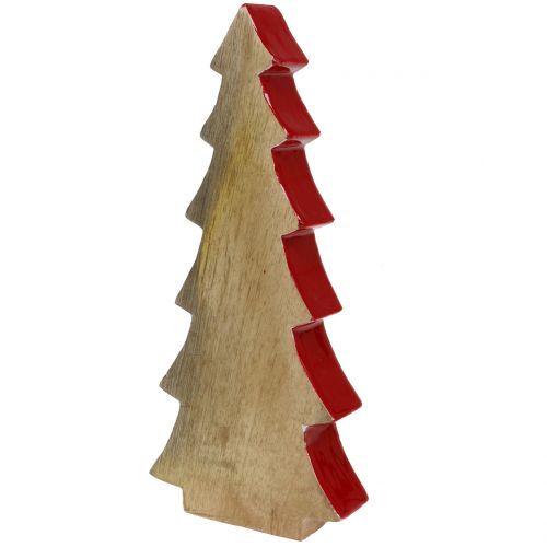Weihnachtsdeko Tannenbaum Holz Rot, Natur 28cm