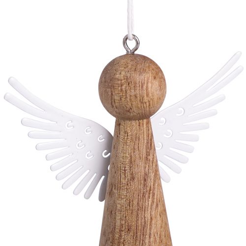 Artikel Weihnachtsengel Holz zum Hängen Natur Weiß 8cm 6 St