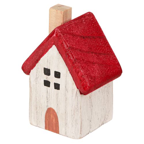 Artikel Weihnachtshäuschen Holz Weihnachtsdeko Weiß Rot 7cm 6 St