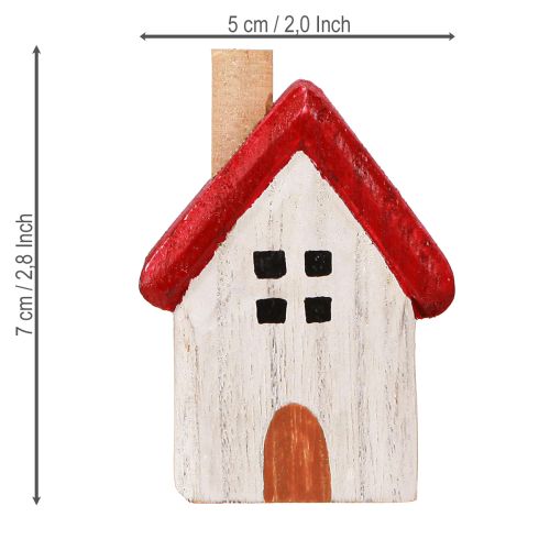 Artikel Weihnachtshäuschen Holz Weihnachtsdeko Weiß Rot 7cm 6 St