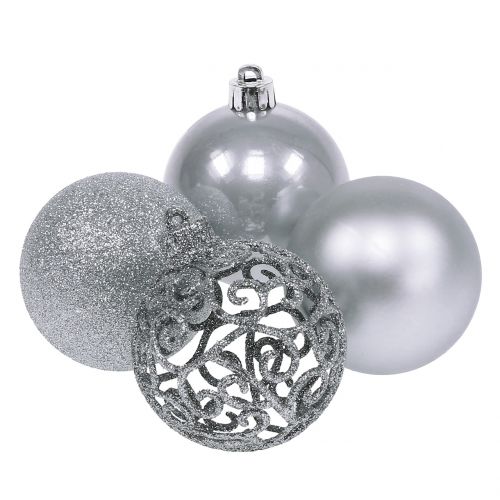 Floristik24 Weihnachtskugel Silber Ø6cm 16 St