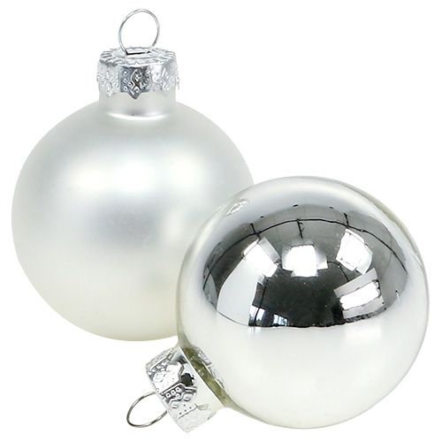 Artikel Weihnachtskugel Glas Ø6cm Silber Mix 24 St
