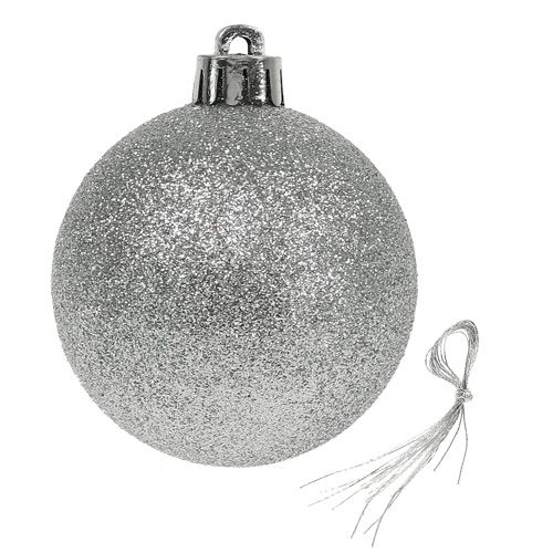 Artikel Weihnachtskugel Kunststoff Silber 6cm 10St