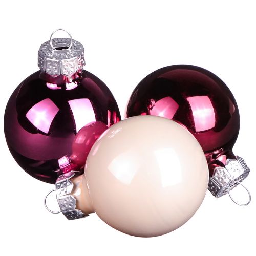 Weihnachtskugeln Glas Mini Berry Beige Rosa Ø3cm 22 St