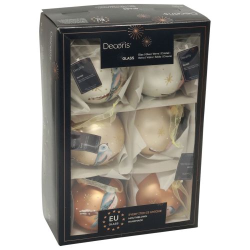 Floristik24 Weihnachtskugeln Glas Christbaumkugel Vogel Winter Ø8cm 6St