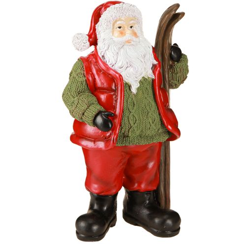 Floristik24 Weihnachtsmann Deko Figur mit Ski Bemalt 14×10,5×24,5cm