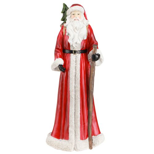 Artikel Weihnachtsmann Figur mit Korb Rot Weiß Grün Gold H36cm