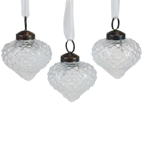 Floristik24 Weihnachtsschmuck Glas Deko Zwiebel Klar Raute Ø5,5cm 9 St