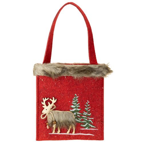 Artikel Weihnachtstasche Rot mit Fell 15,5cm x 18cm 3 St