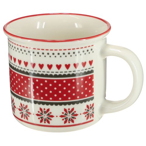 Weihnachtstasse Tasse Keramik Becher Rotweiß Ø10cm H9cm